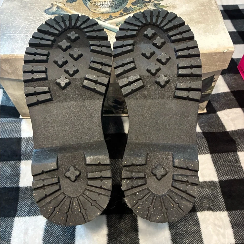 Betsey Johnson Torrid Plaid Platform Combat Boots Lace Up Zipper Side 7.5 Wide - Picture 7 of 12